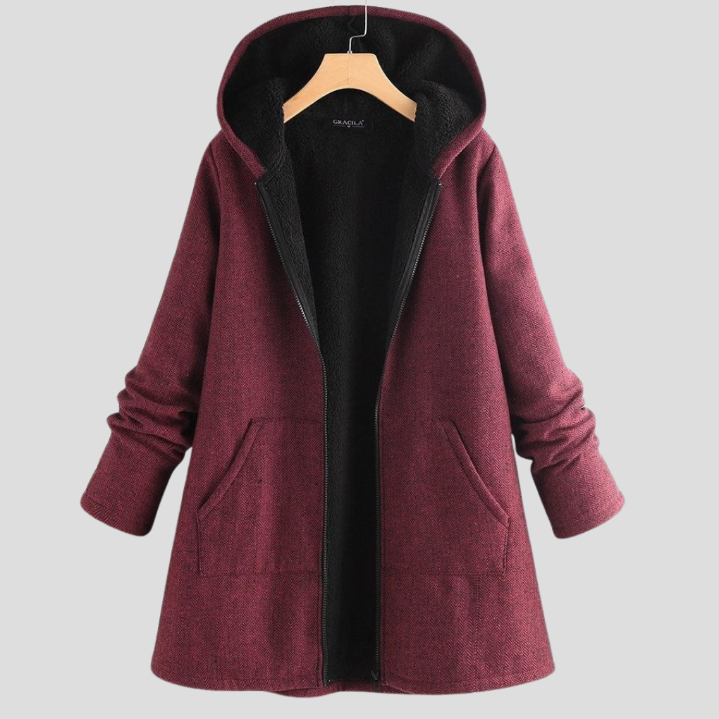 Dames “solid fleece” jas met capuchon