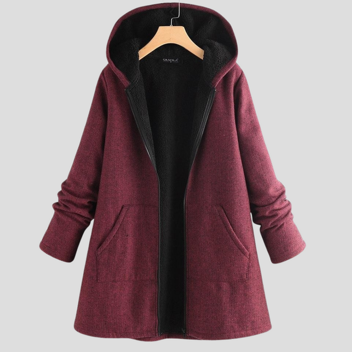 Dames “solid fleece” jas met capuchon