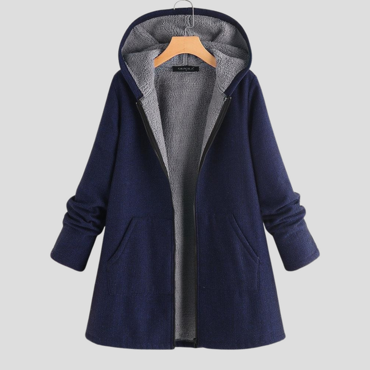 Dames “solid fleece” jas met capuchon