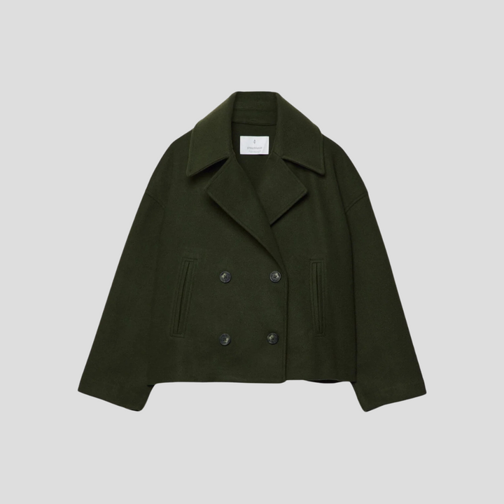 Chique korte jas met dubbele rij knopen – elegant en tijdloos