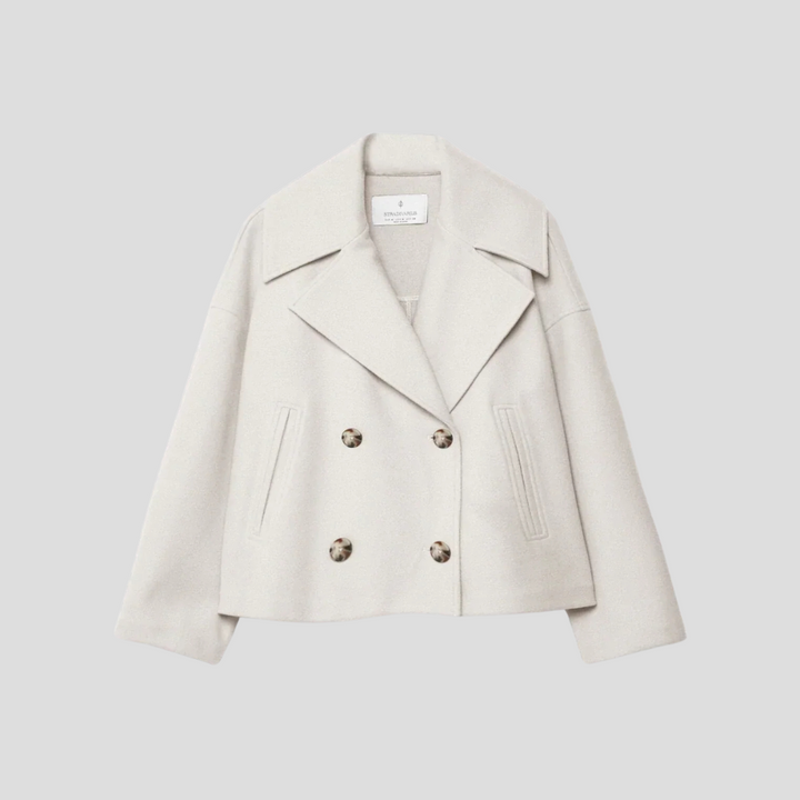 Chique korte jas met dubbele rij knopen – elegant en tijdloos