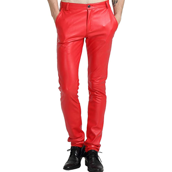 Tapered bikerbroek van imitatieleer voor heren – Victor