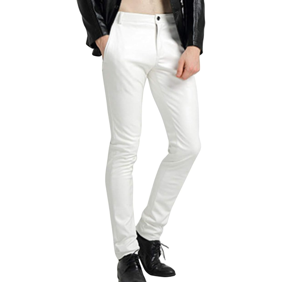 Tapered bikerbroek van imitatieleer voor heren – Victor