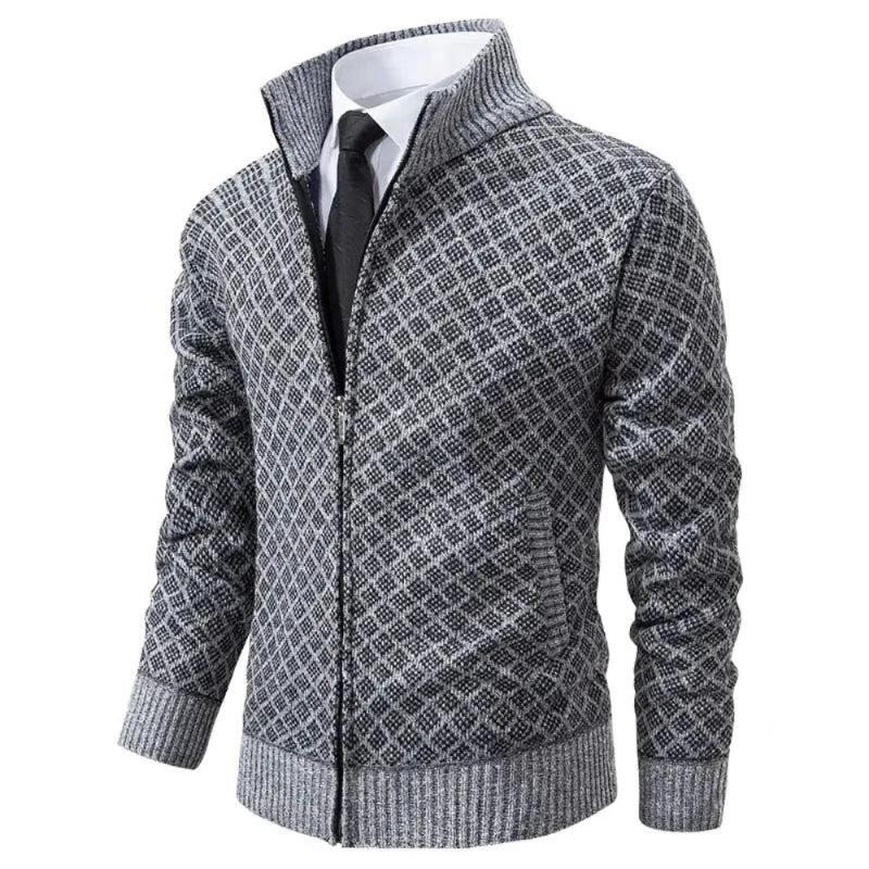 Heren Lente Vest met Rits en Geometrisch Patroon