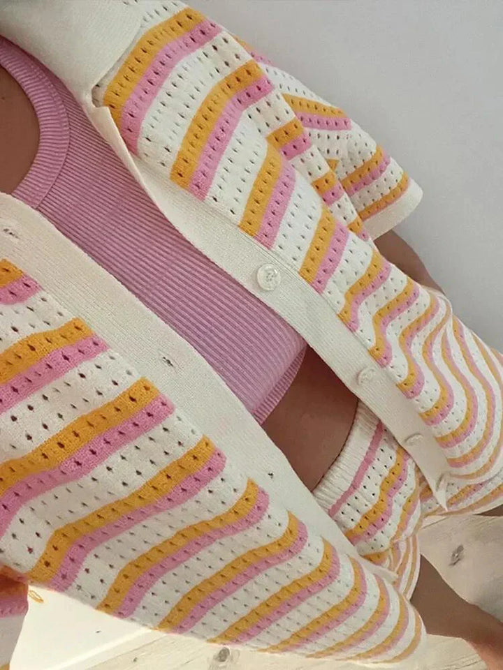 Gestreepte Dames Zomerset met Top en Shorts – Faye