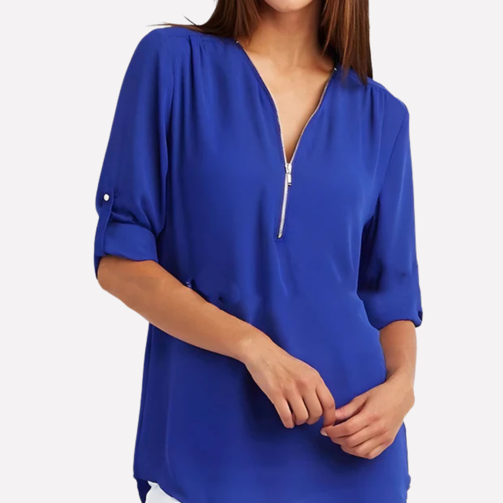 Blouse met coole halve rits
