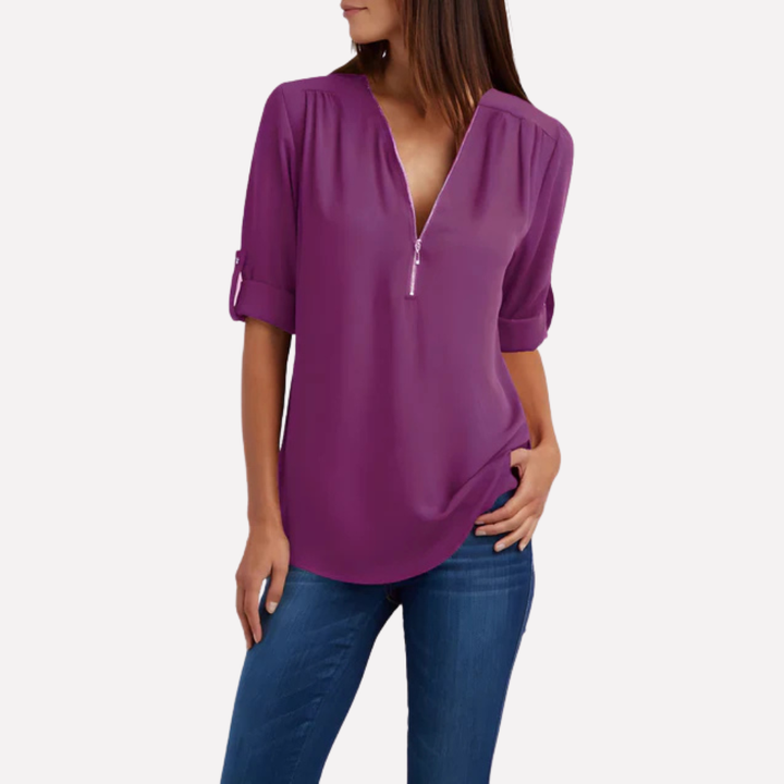 Blouse met coole halve rits