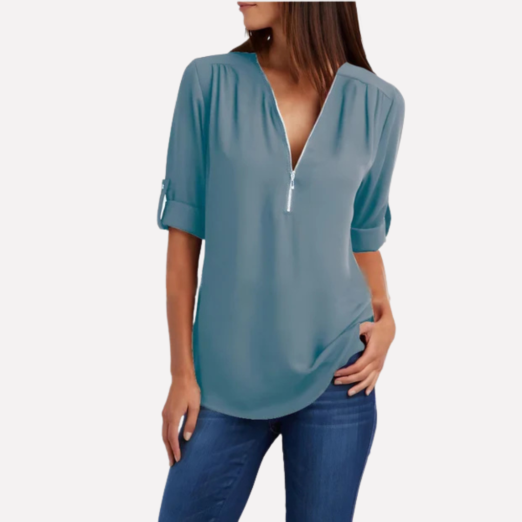 Blouse met coole halve rits