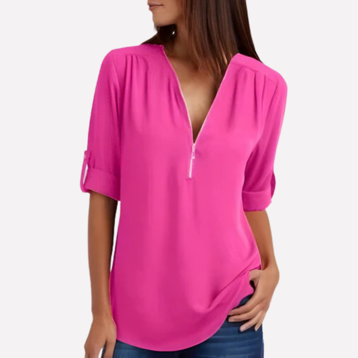 Blouse met coole halve rits
