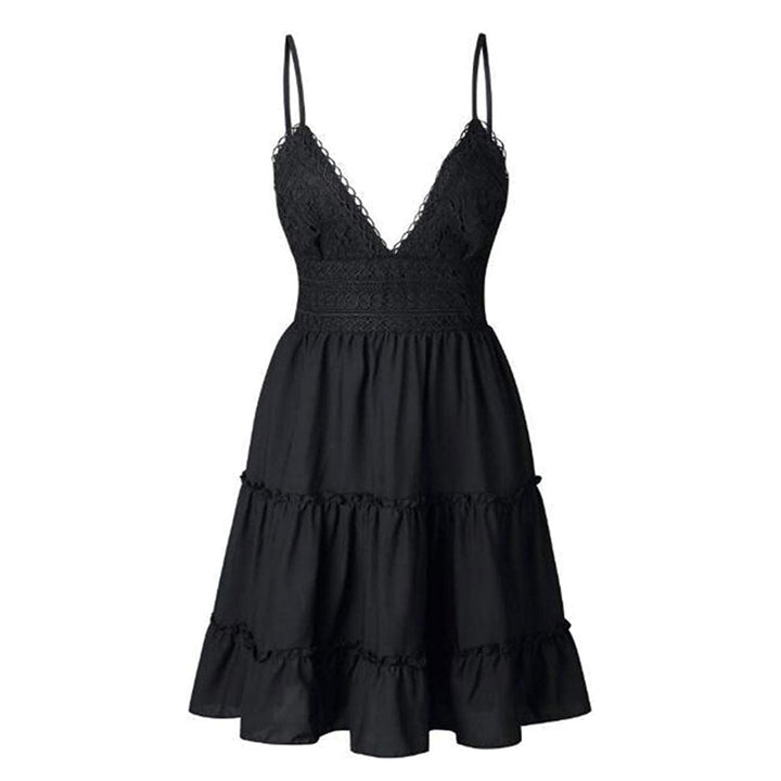 Luchtige & stijlvolle mini-spaghetti-jurk met V-hals – Melina
