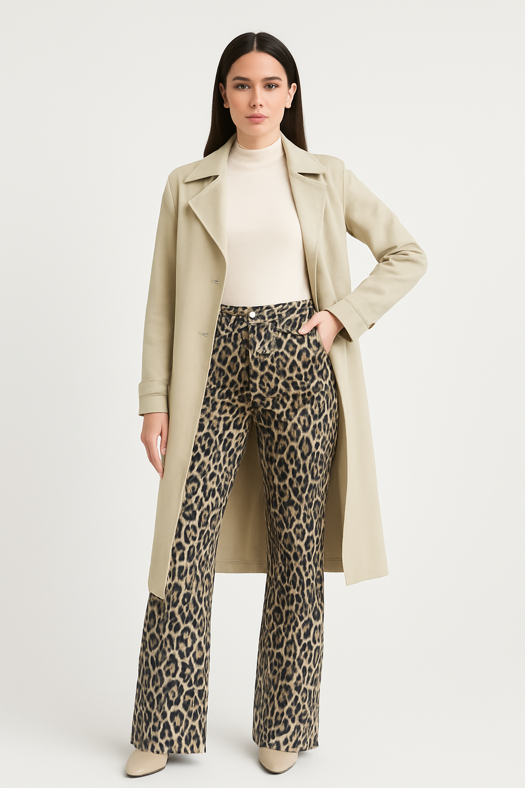Veliora – Flared Broek met Dierenprint