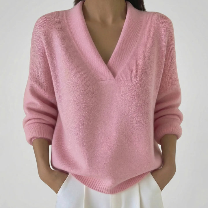 VelnovaV-Neck Relaxed Fit Knitted Top