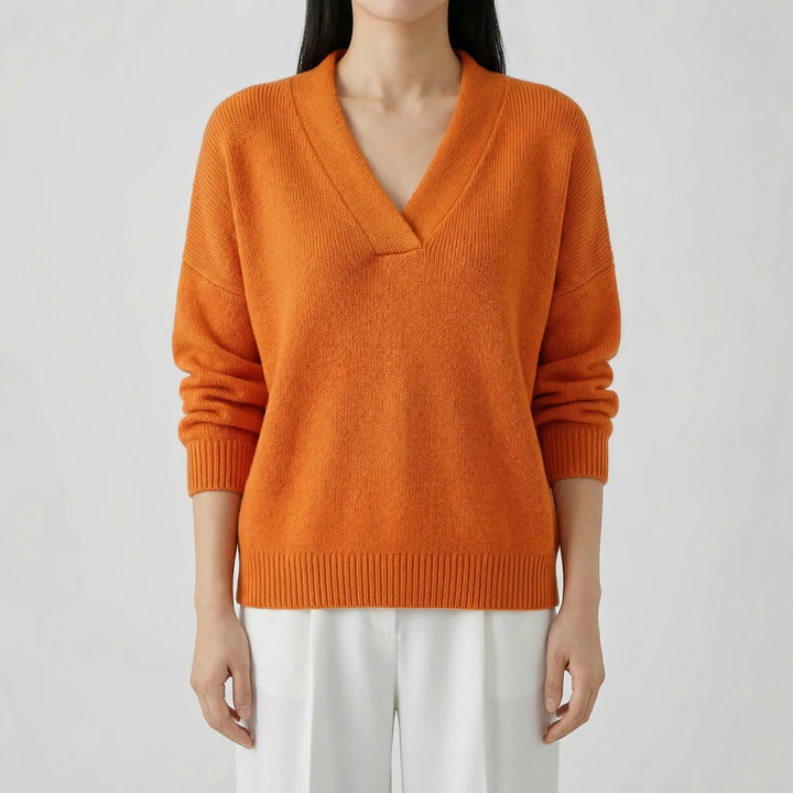 VelnovaV-Neck Relaxed Fit Knitted Top