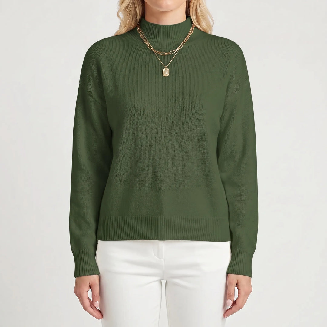 VeloriaRelaxed Mock-Neck Knitted Jumper