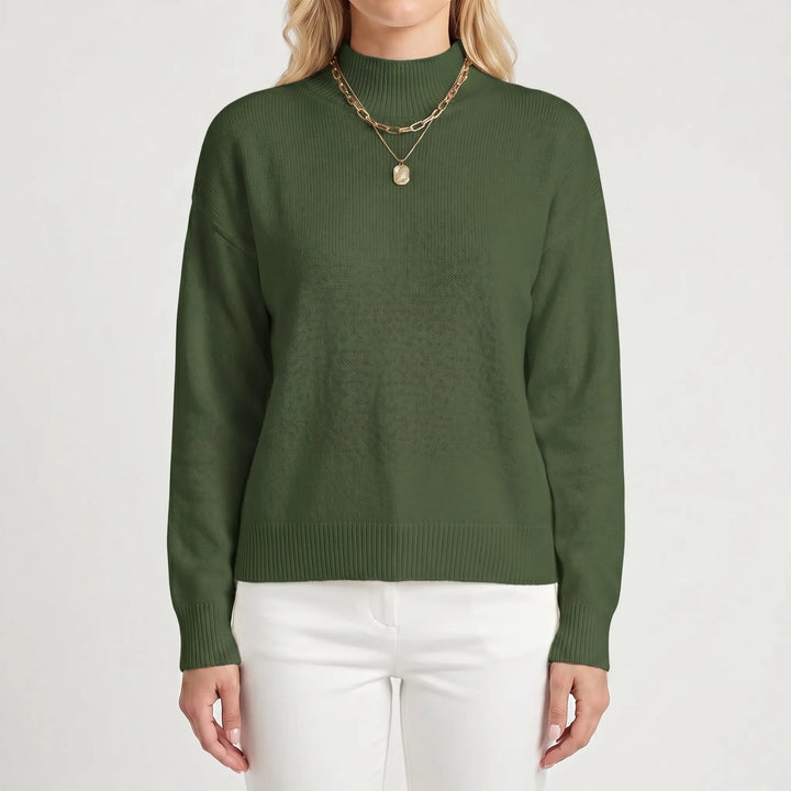 VeloriaRelaxed Mock-Neck Knitted Jumper