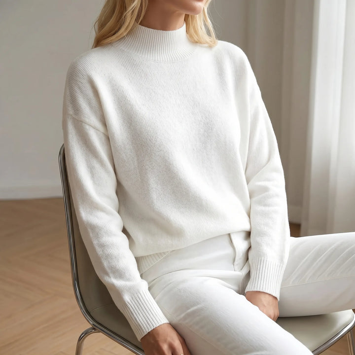 VeloriaRelaxed Mock-Neck Knitted Jumper