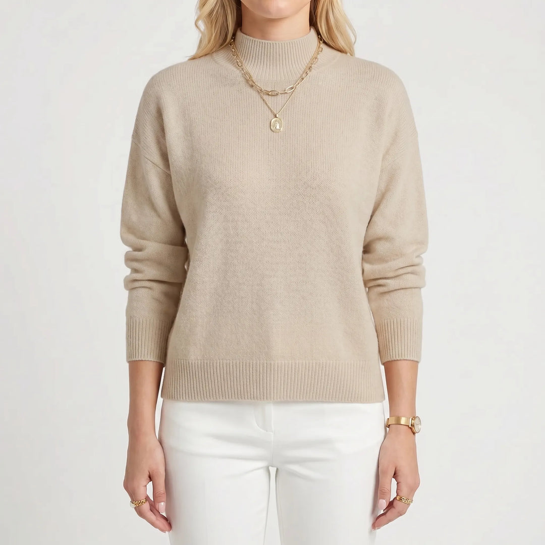 VeloriaRelaxed Mock-Neck Knitted Jumper