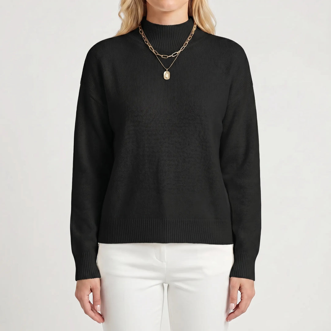 VeloriaRelaxed Mock-Neck Knitted Jumper