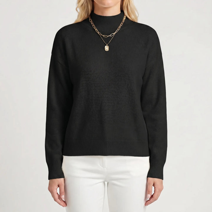 VeloriaRelaxed Mock-Neck Knitted Jumper