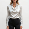Blouse met lange mouwen en cowl neck kraag
