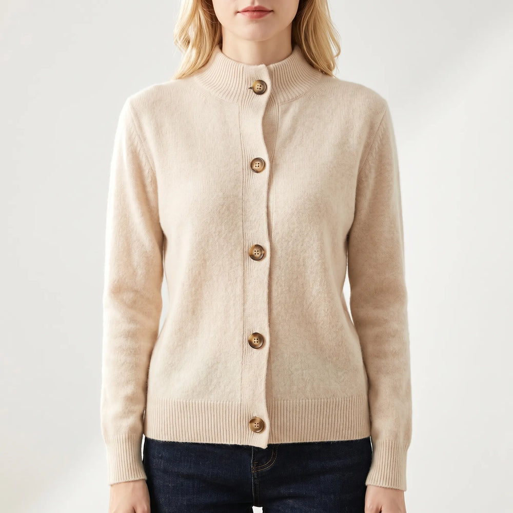VelwarmeButton-Front Knitted Women's Cardigan