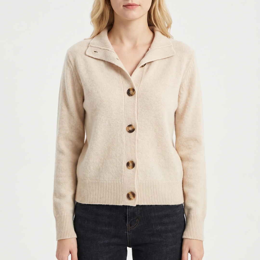 VelwarmeButton-Front Knitted Women's Cardigan