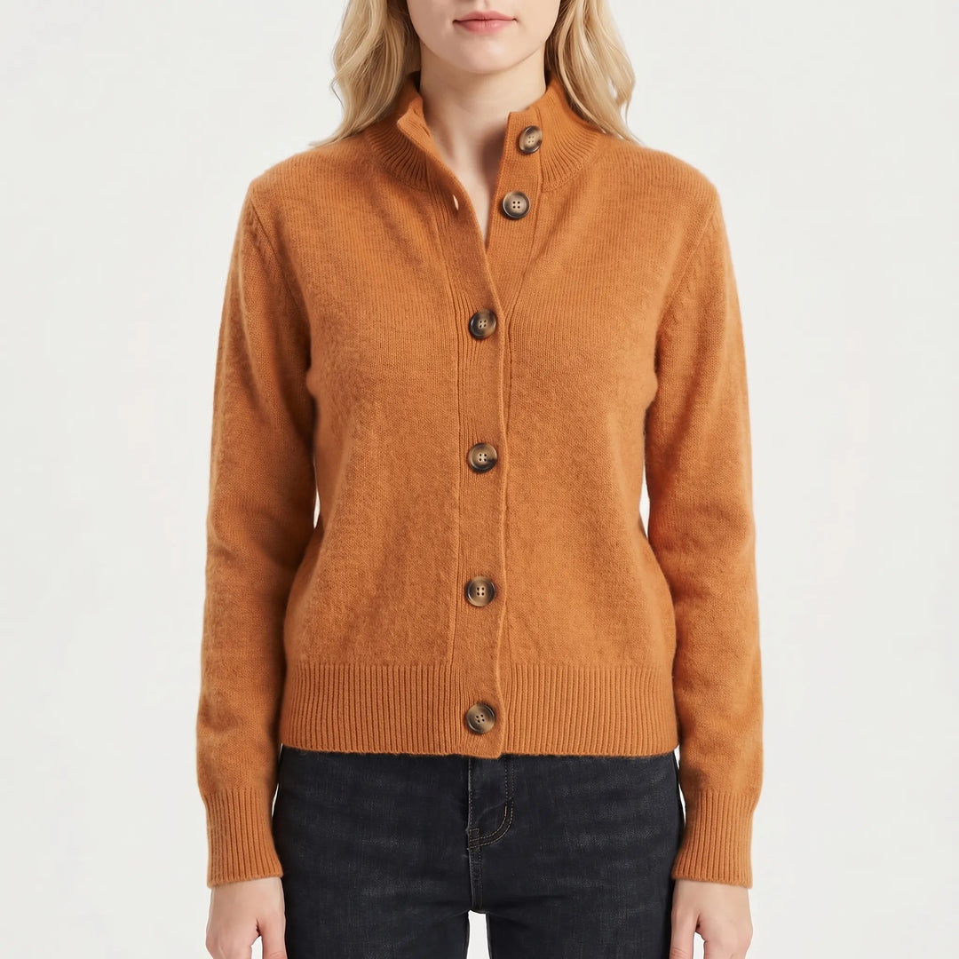 VelwarmeButton-Front Knitted Women's Cardigan