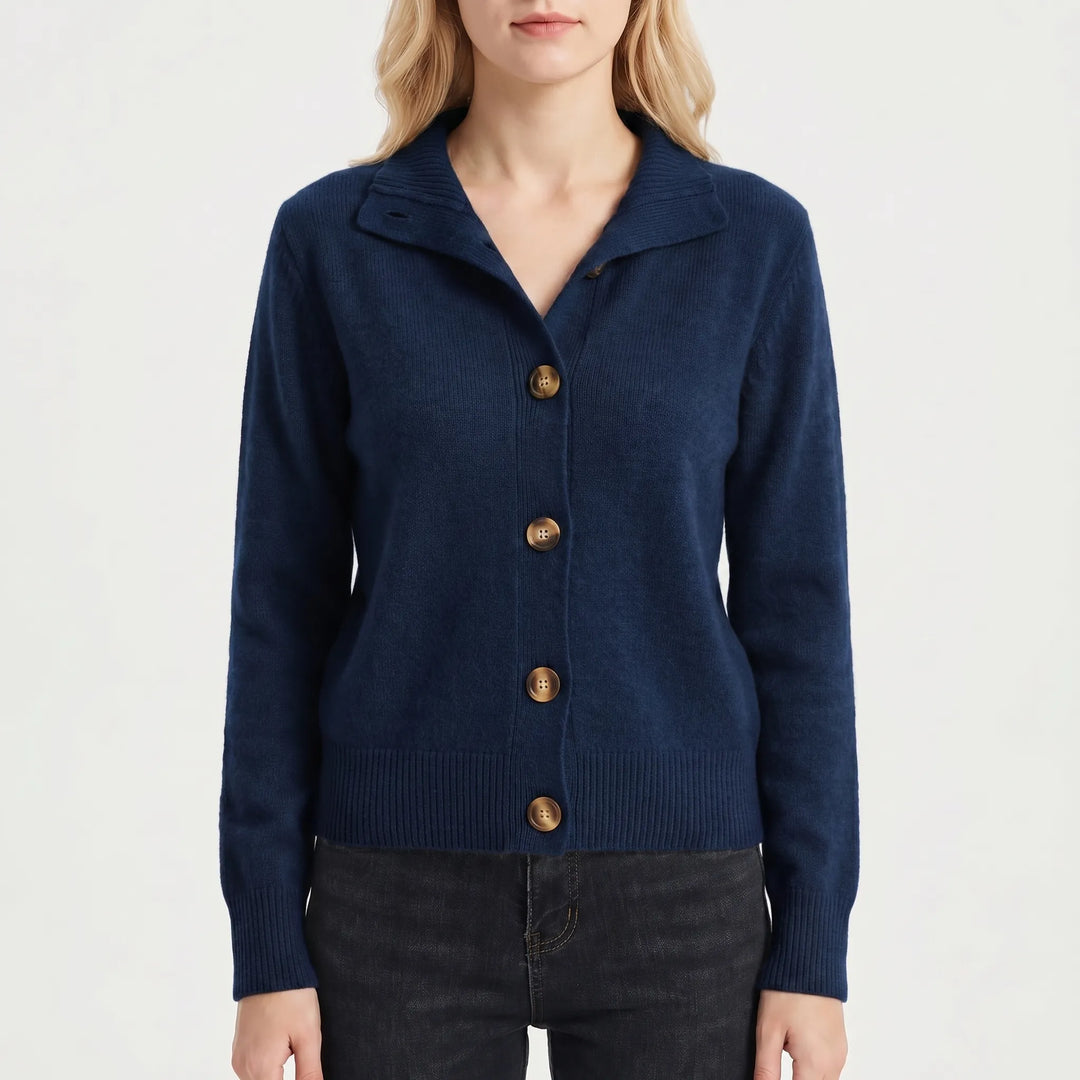 VelwarmeButton-Front Knitted Women's Cardigan