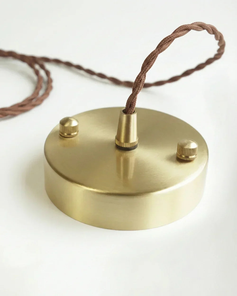 Vintage handbeschilderde keramische hanglamp met stoffen snoer