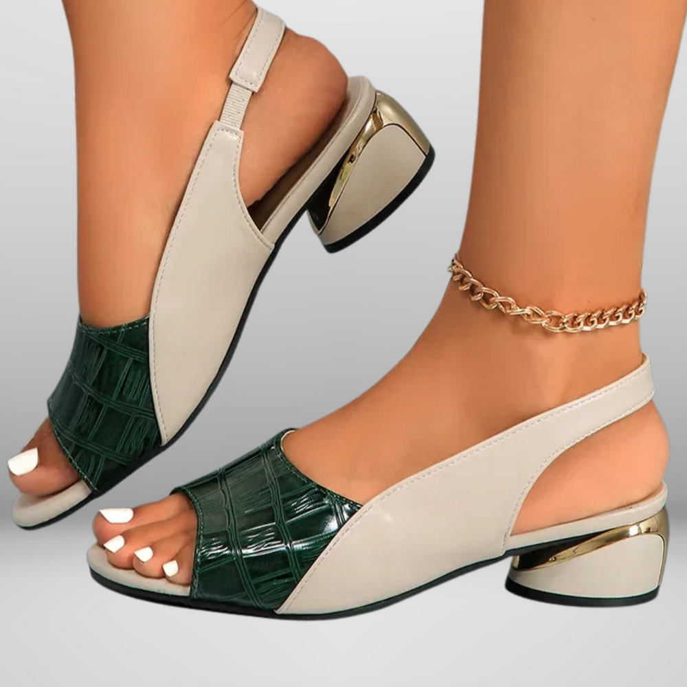 
                  
                    Virelia – Slingback Sandalen met Krokodillenstructuur en Open Neus voor Tijdloze Elegantie
                  
                