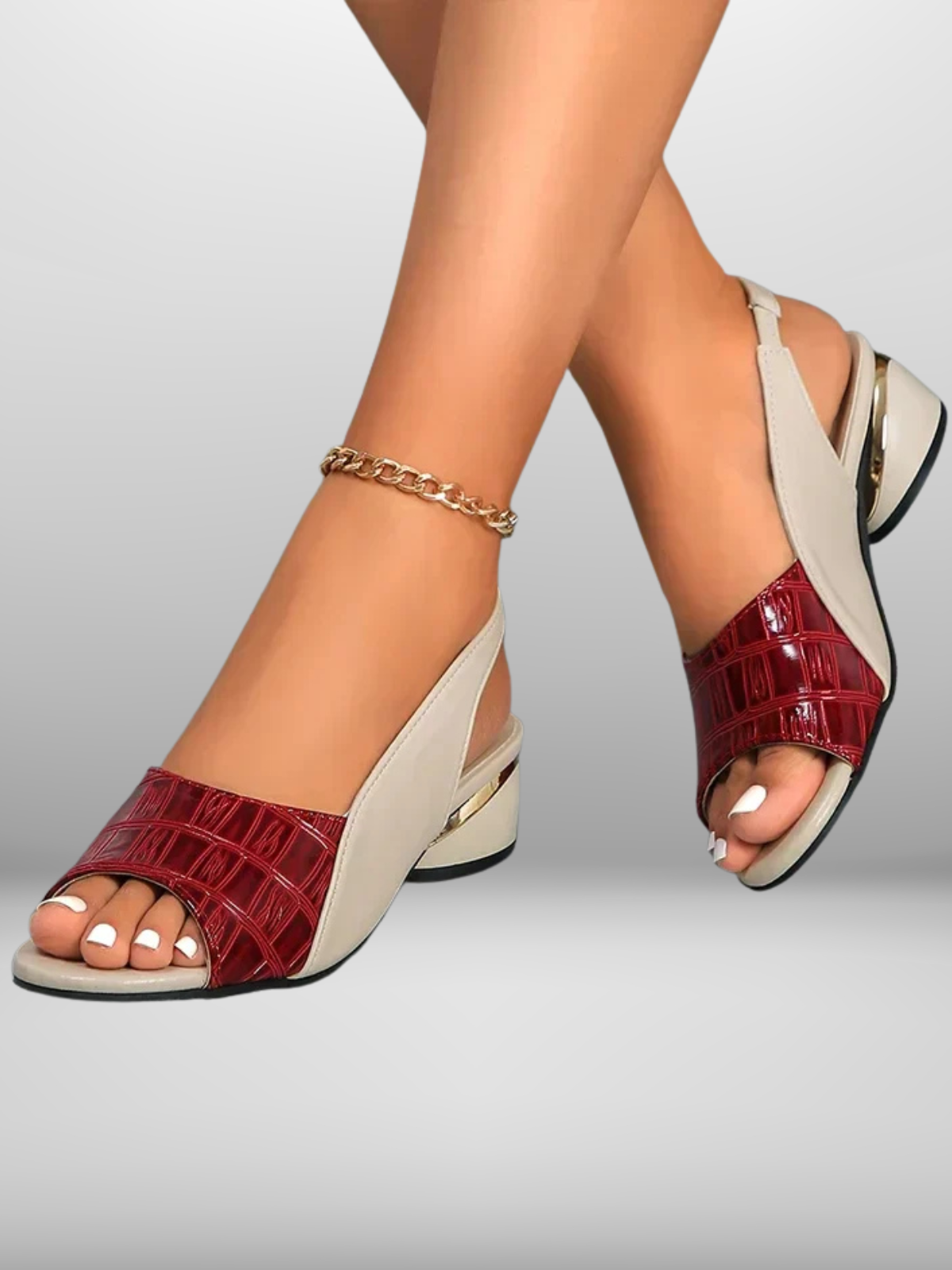 Virelia – Slingback Sandalen met Krokodillenstructuur en Open Neus voor Tijdloze Elegantie