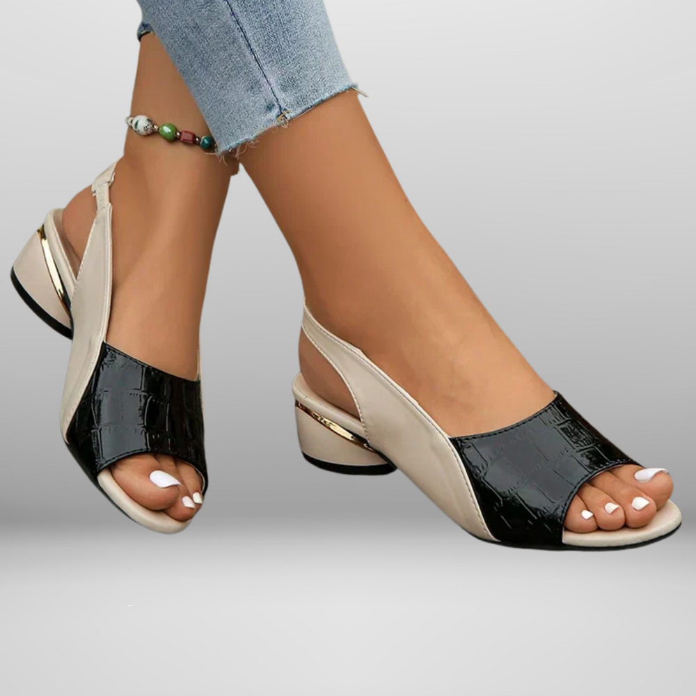 
                  
                    Virelia – Slingback Sandalen met Krokodillenstructuur en Open Neus voor Tijdloze Elegantie
                  
                