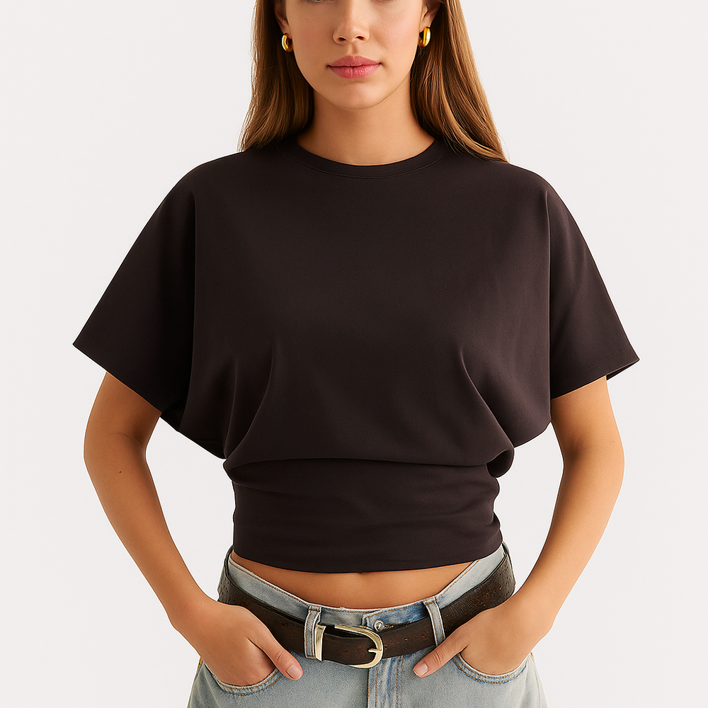 Virella – Stijlvol T-shirt met Vlindermouwen en Slim Fit Taille