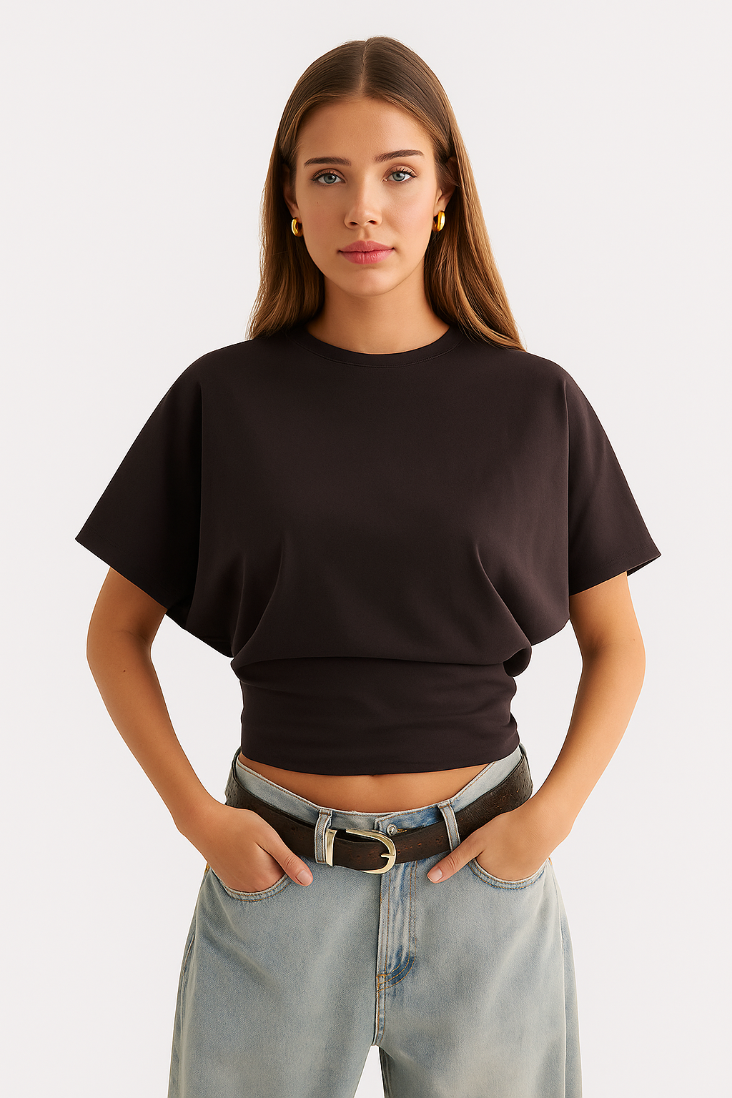 Virella – Stijlvol T-shirt met Vlindermouwen en Slim Fit Taille