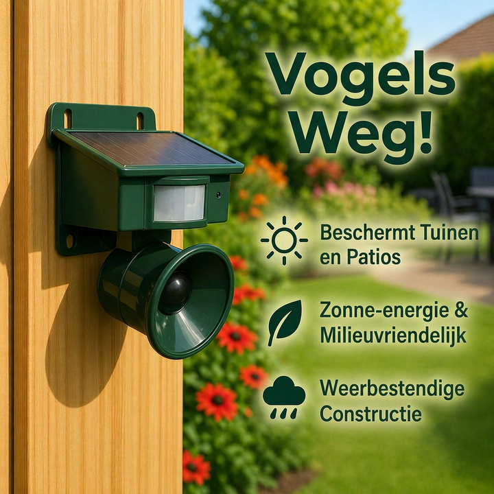 Vogelverjager | Bewegingssensor op zonne-energie | Diervriendelijke havikgeluiden
