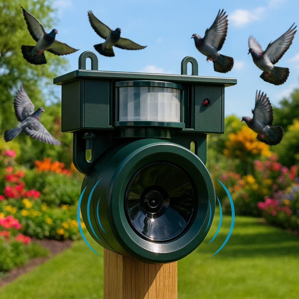 Vogelverjager | Bewegingssensor op zonne-energie | Diervriendelijke havikgeluiden