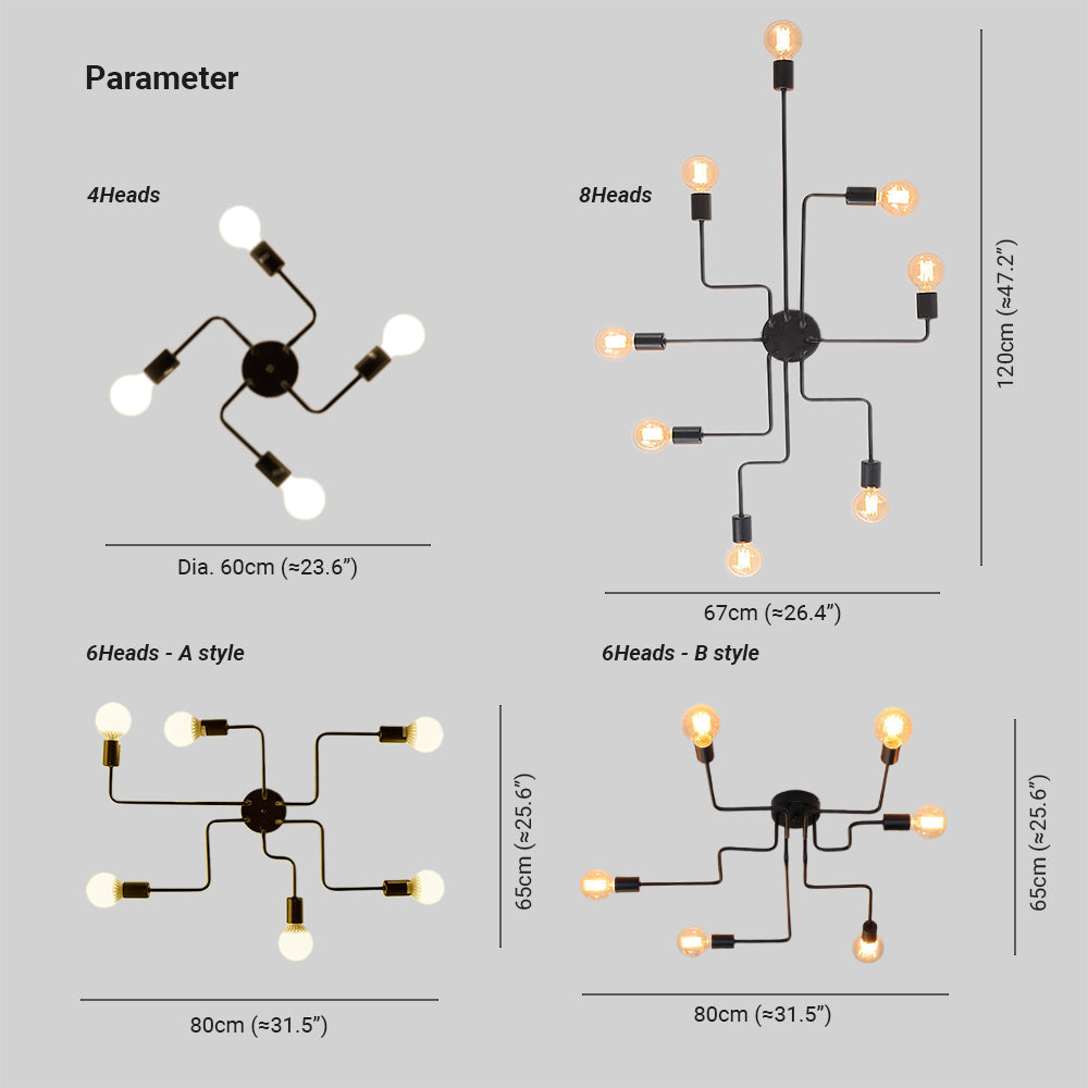 Silva Vintage LED Plafondlamp Industriële Stijl Woonkamer Metaal 5 Kleuren