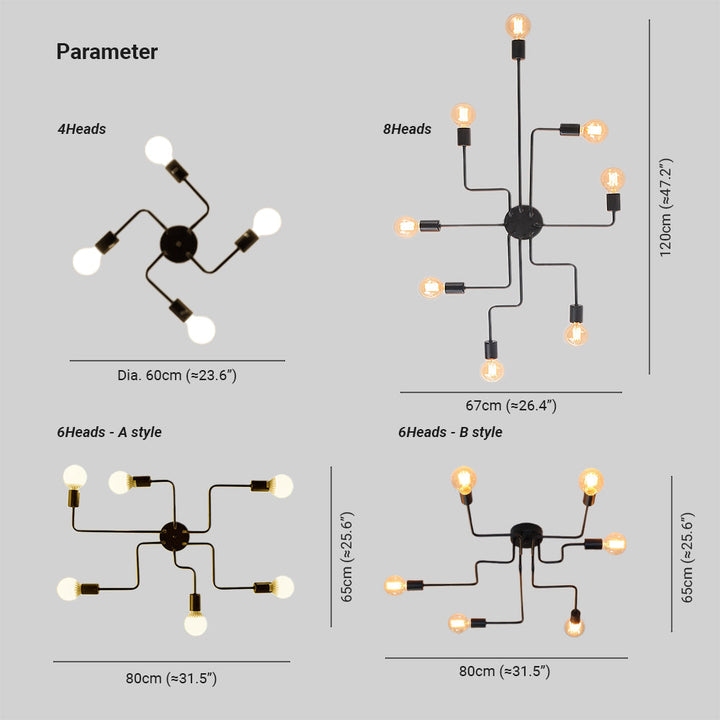 Silva Vintage LED Plafondlamp Industriële Stijl Woonkamer Metaal 5 Kleuren