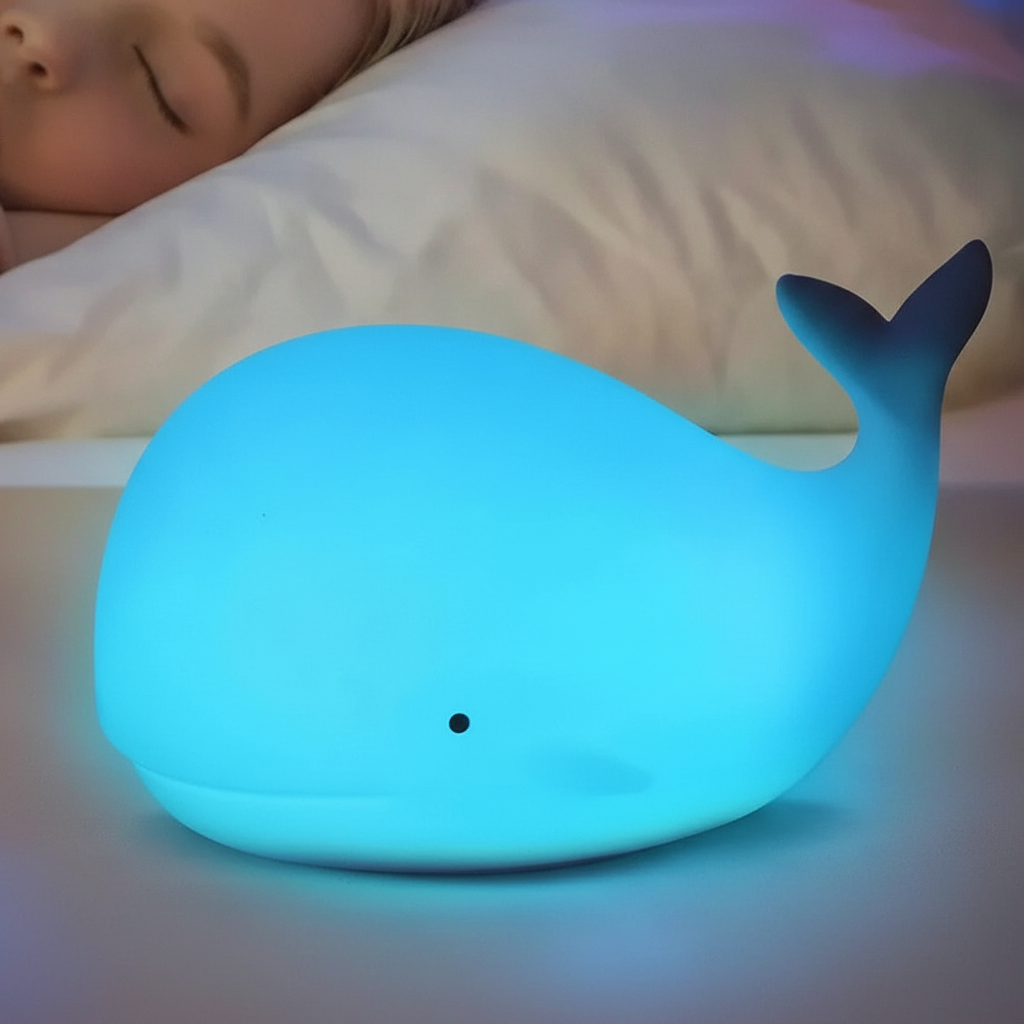Zacht siliconen nachtlampje – GlowWhale