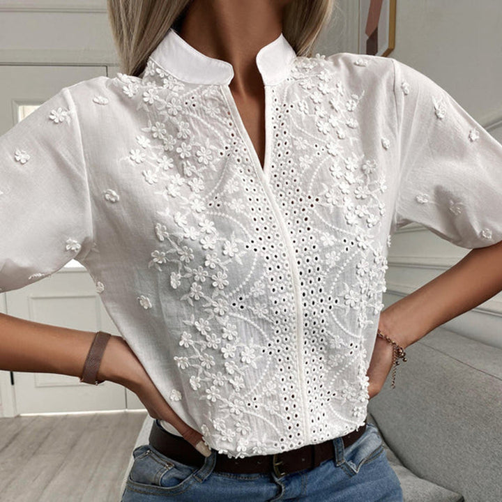Stijlvolle witte blouse met korte mouwen voor dames