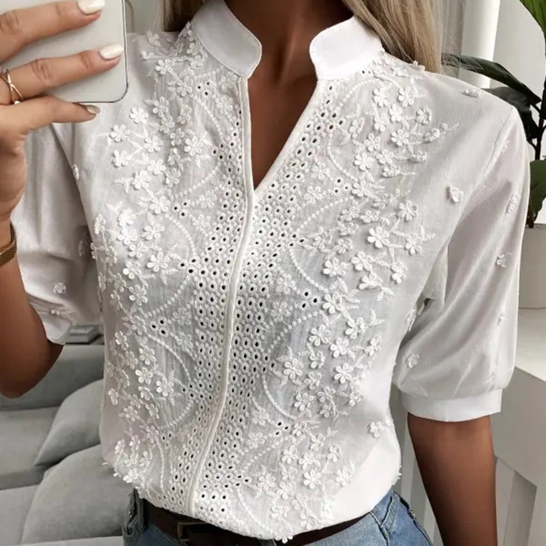 Stijlvolle witte blouse met korte mouwen voor dames