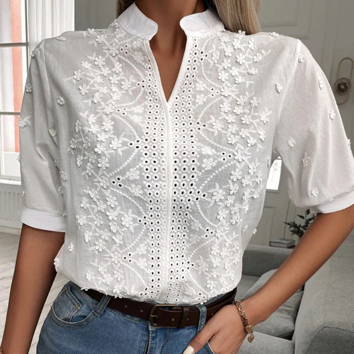 Stijlvolle witte blouse met korte mouwen voor dames