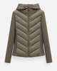 Pufferjas voor dames met capuchon, chevron-stiksels en rits aan de voorkant