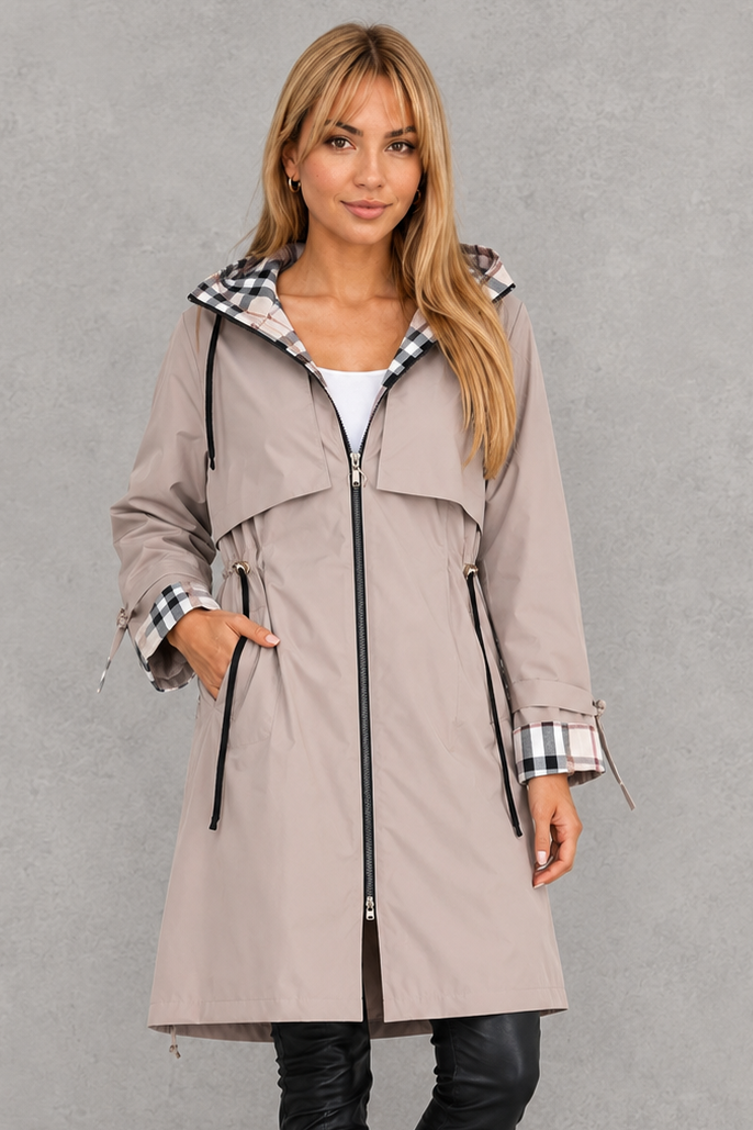 Waterdichte regenjas voor dames met capuchon – winddichte, lichte jas