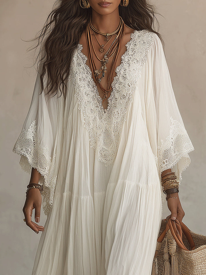 Liora™ | Buikcamouflerende Bohemian Jurk Met Kant