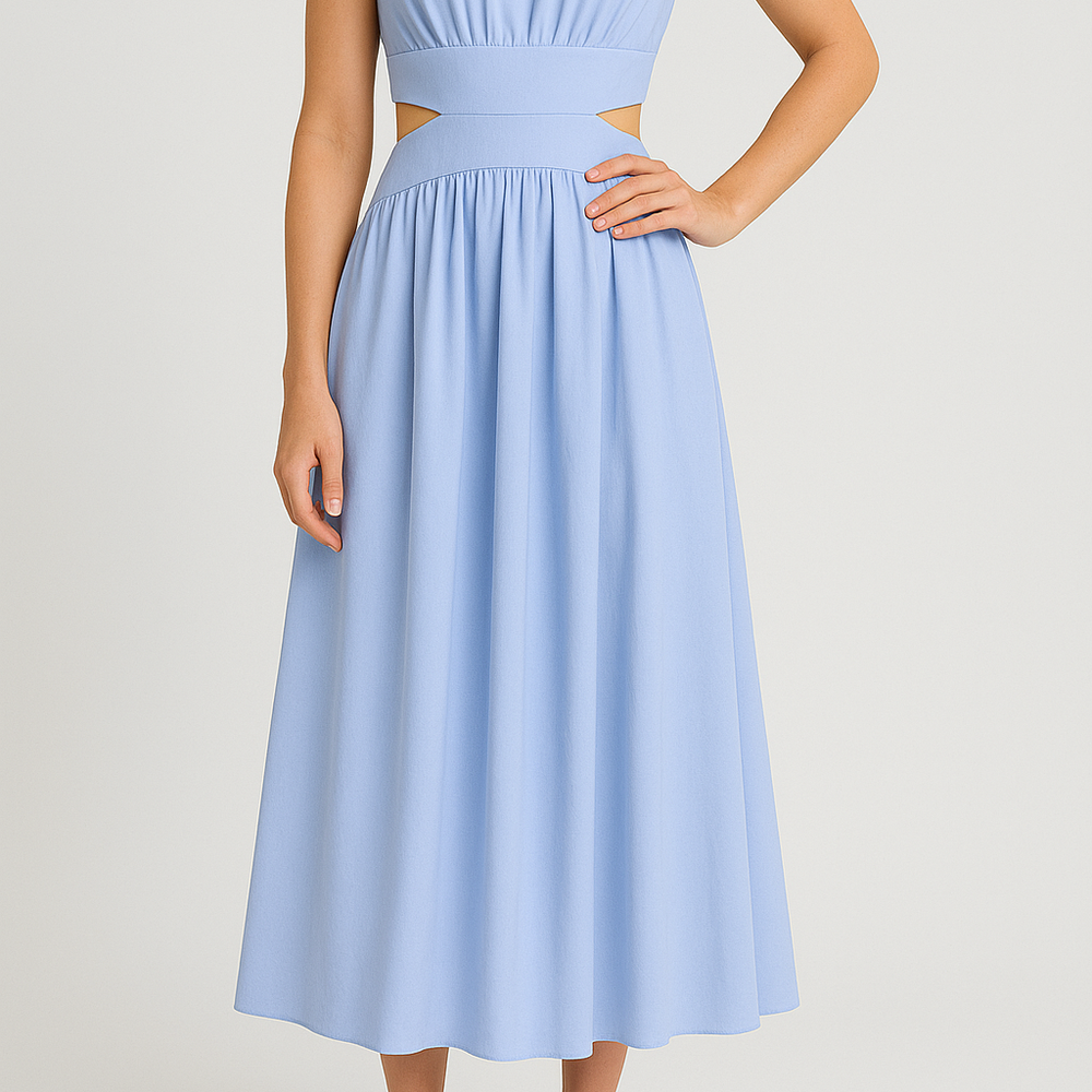 
                  
                    Yveline – Zomerjurk met Opengewerkte Rug en Elegante Snit - SkinzLine
                  
                