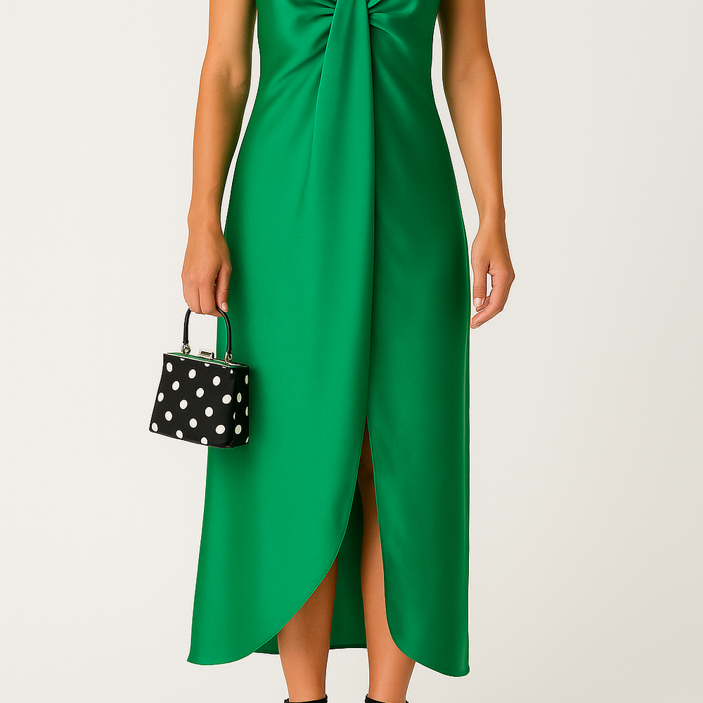 
                  
                    Yvette – V-Hals Jurk met Elegant Knoopdetail - SkinzLine
                  
                