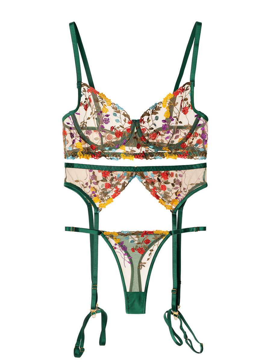 Sexy Bloemen Lingerie Set met Kant