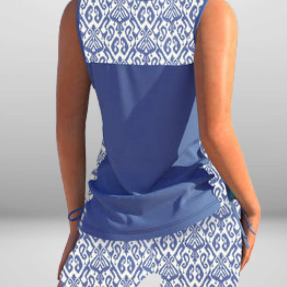 
                  
                    Zantiva – Sportieve Tankini met V-Hals en Grafische Print
                  
                
