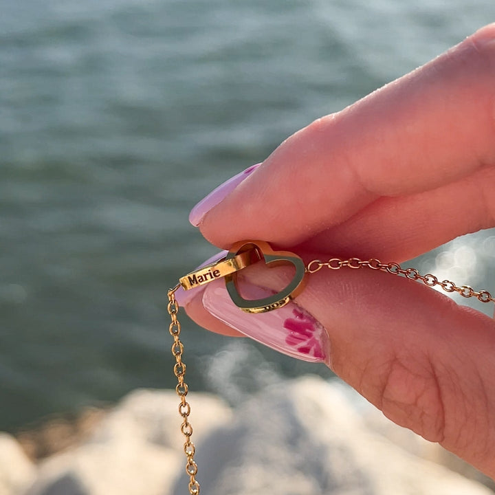 Cadeauset met Echte Roos & Dubbele Hart Halsketting